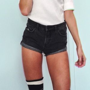 Billabong washed black denim shorts